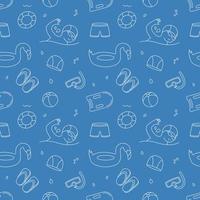 Swimming tools and objects doodle seamless pattern vector