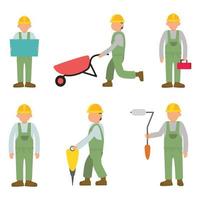 Construction worker character for animation. Flat style character vector illustration