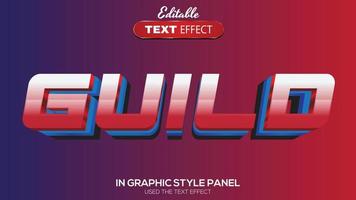 3D editable text effect guild theme vector