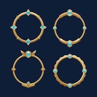 Metal circle frame border kit for game asset icons interface vector