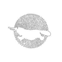 Continuous one curve line drawing of cute platypus abstract art in circle. Single line editable stroke vector illustration of hydrodynamic body for logo, wall decor and poster print decoration