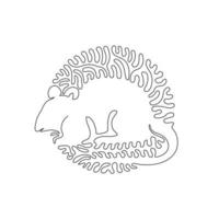 Continuous curve one line drawing of frisky mouse abstract art in circle. Single line editable stroke vector illustration of little rodents  are quite unique for logo, wall decor and poster print