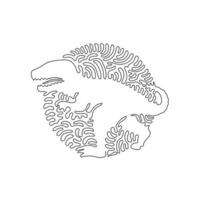 Continuous one curve line drawing of the most ferocious predator abstract art in circle. Single line editable stroke vector illustration of tyrannosaurus rex for logo, wall decor, poster print decor