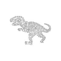 Continuous curve one line drawing of king dinosaurs curve abstract art. Single line editable stroke vector illustration of large theropod dinosaur for logo, wall decor and poster print decoration