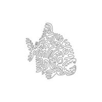 Single curly one line drawing of strong bites piranha abstract art. Continuous line drawing graphic design vector illustration of sharp tooth piranha for icon, symbol, company logo, boho poster