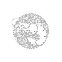 Continuous one curve line drawing of exotic shrimp abstract art in circle. Single line editable stroke vector illustration of shrimp antennae long, whip like, for logo, wall decor, poster print