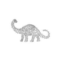 Single one line drawing of apatosaurus, long necked animal abstract art. Continuous line draw graphic design vector illustration of large quadrupedal animal for icon, symbol, logo, poster wall decor
