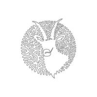 Single one curly line drawing of adorable antelope abstract art. Continuous line draw graphic design vector illustration of exotic antelope for icon, symbol, company logo, boho poster