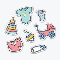 conjunto de accesorios para bebés lindo parche aislado sobre fondo blanco vector