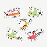 Set of helicopters cute patch isolated on white background vector