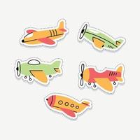 Set of planes cute patch isolated on white background vector