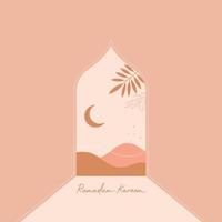 Ramadan Mubarak greeting cards with retro boho design vector