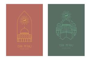 Simple Background of Isra Miraj Ceremony with retro boho design vector