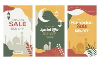 Ramadan story template design banner sale for business promotion vector