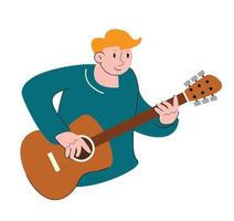 hobby character people playing guitar vector illustration