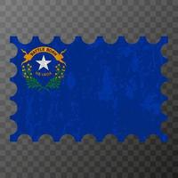 Postage stamp with Nevada state grunge flag. Vector illustration.