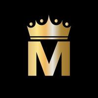 Letter M Charity Crown Logo Design With Unit Symbol Vector Template