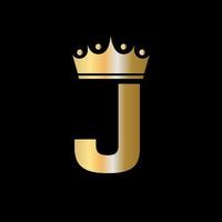 Letter J Charity Crown Logo Design With Unit Symbol Vector Template