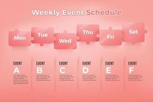 Weekly Event schedule plan on white. vector
