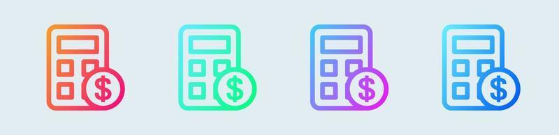 Calculator line icon in gradient colors. Finance signs vector illustration.