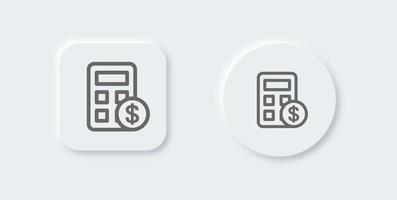 Calculator line icon in neomorphic design style. Finance signs vector illustration.