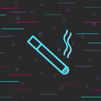 Glitch effect. Smoking area line icon. Cigarette sign. Smokers zone symbol. Background with colored lines. Vector