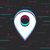 Geolocation. Location pin. Dark background with location label. Vector illustration