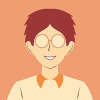personaje de niño con gafas en ilustración de dibujos animados plana. diseño de avatar confiado vector