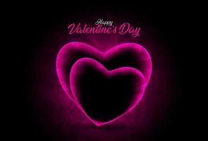 Valentine's card black and dark night background with pink heart shape vector