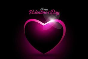 Valentine's card black and dark night background with pink heart shape vector