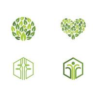 logotipos de la ecología de la hoja del árbol verde vector