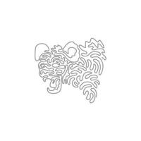 Single curly one line drawing of hyena the strongest teeth predator abstract art. Continuous line draw graphic design vector illustration of predatory hyena for icon, symbol, logo,poster wall decor