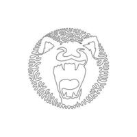 Single swirl continuous line drawing of scary tasmanian devil abstract art. Continuous line drawing graphic design vector illustration style of carnivorous tasmania devil for icon, sign, boho wall art