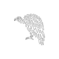 Single swirl continuous line drawing of horrific vulture abstract art. Continuous line drawing graphic design vector illustration style of creepy vulture for icon, sign, minimalism modern wall decor