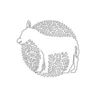 Continuous curve one line drawing of small donkeys abstract art in circle. Single line editable stroke vector illustration of domesticated donkey for logo, wall decor, poster print decoration