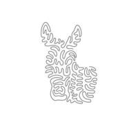 Single swirl continuous line drawing of cute donkey abstract art. Continuous line draw graphic design vector illustration style of large ears donkey for icon, sign, minimalism modern wall decor