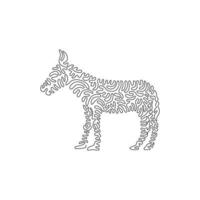 dibujo de una sola línea de lindo burro de pie arte abstracto. dibujo de línea continua diseño gráfico ilustración vectorial de burro domesticado amistoso para icono, símbolo, logotipo de empresa, cartel boho vector