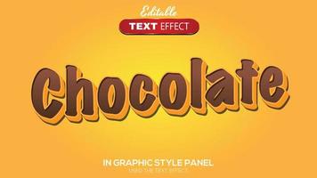 Tema de chocolate con efecto de texto editable en 3d vector