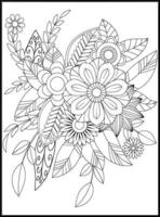 Doodles Flowers Coloring Pages vector