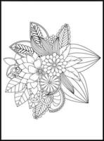 Doodles Flowers Coloring Pages vector