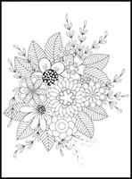 Doodles Flowers Coloring Pages vector