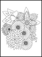 Doodles Flowers Coloring Pages vector