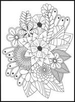 Doodles Flowers Coloring Pages vector