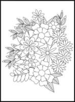 Doodles Flowers Coloring Pages vector