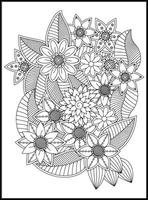 Doodles Flowers Coloring Pages vector