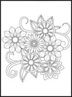 Doodles Flowers Coloring Pages vector