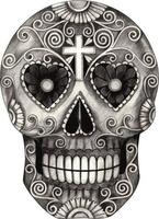 Art skull day of th dead. Hand drawing and make graphic vector. vector