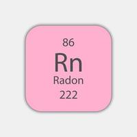 Radon symbol. Chemical element of the periodic table. Vector illustration.