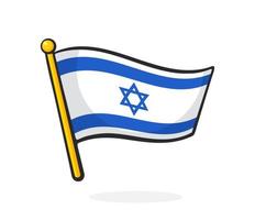 Cartoon illustration of flag of Israel on flagstaff vector