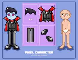 Pixel Art Dracula editable Part By art vector